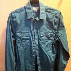 Bright Blue Fitted EXPRESS Button-Up (S)